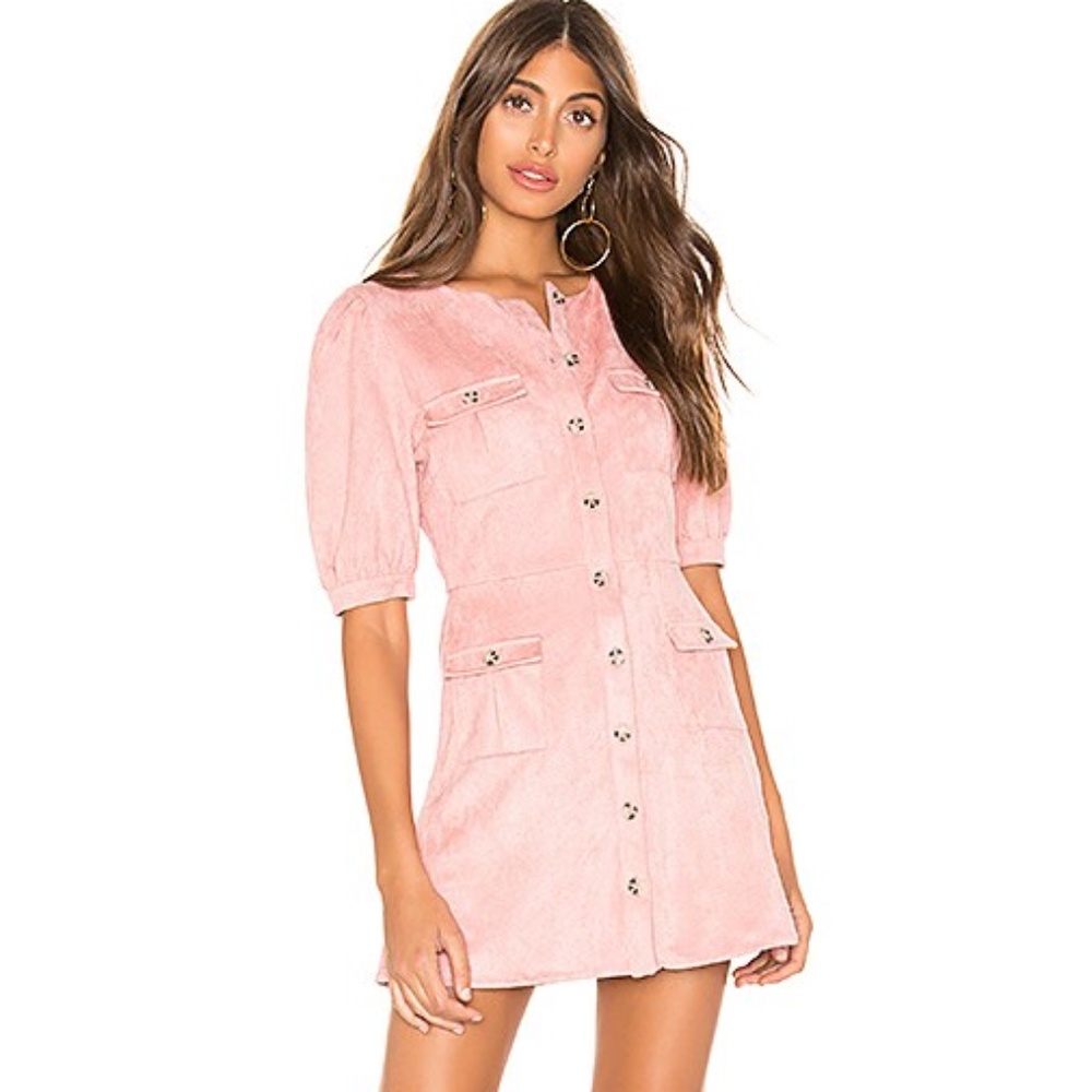 MAJORELLE Blush Button-Up Mini Dress